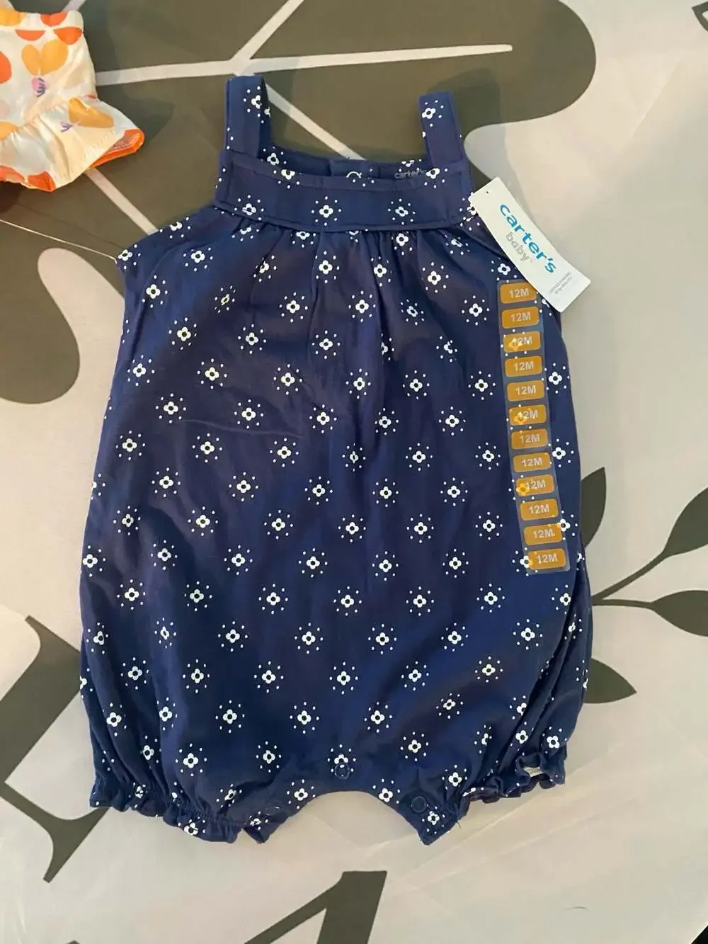 Carter's 12M Baby Girls' 2-Piece Floral Dress and Navy Romper Set